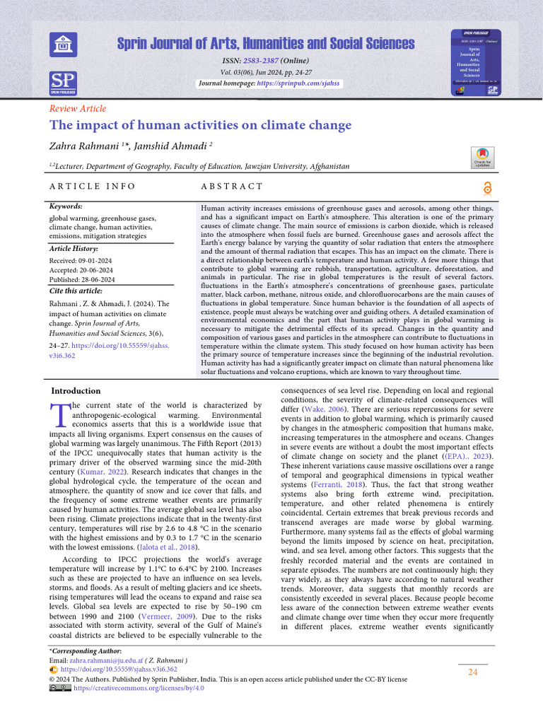 The Impact of Human Activities On Climate Change | PDF | Greenhouse Gas ...