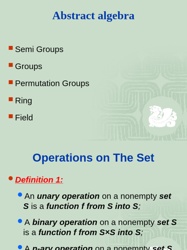 L18 Algebraric Structures | PDF | Group (Mathematics) | Ring (Mathematics)