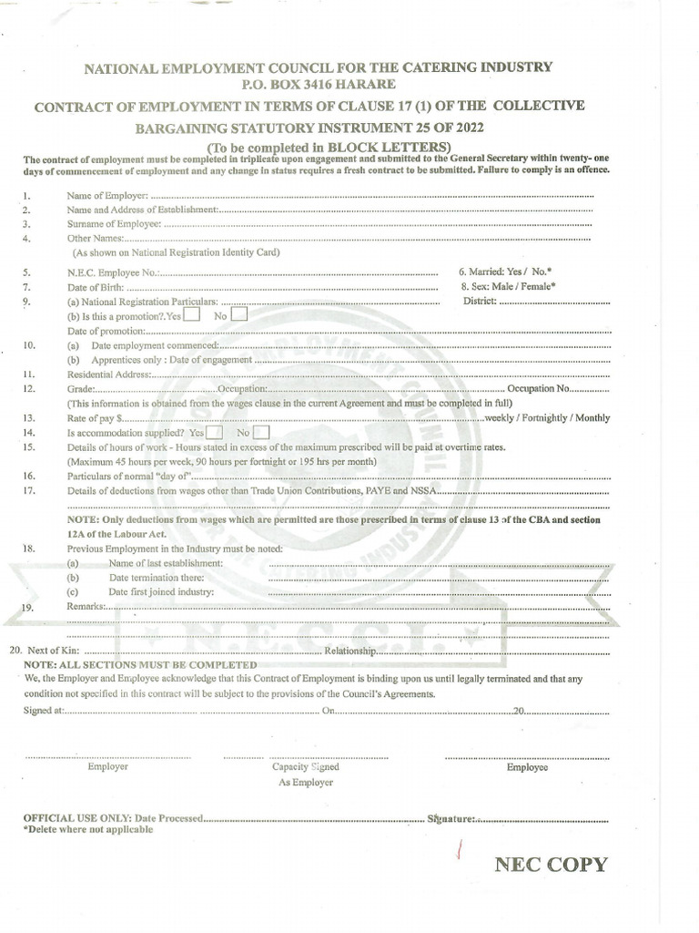 Contract Form | PDF