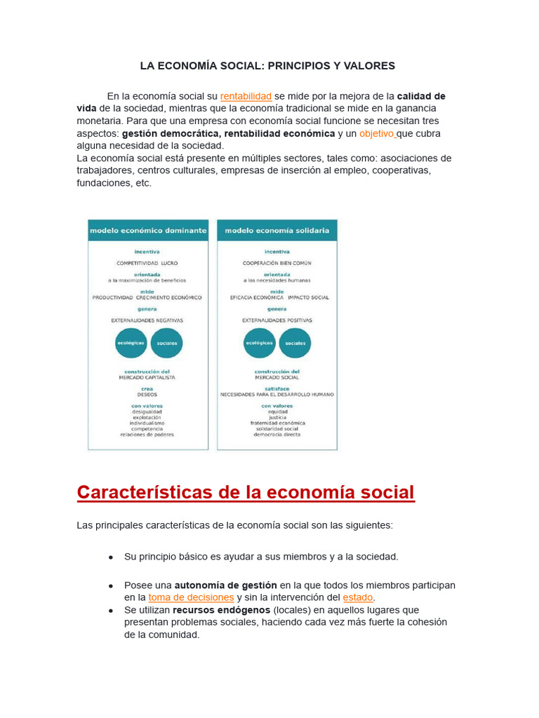 Principios y Valores de la Economía Social | PDF | Economía social ...