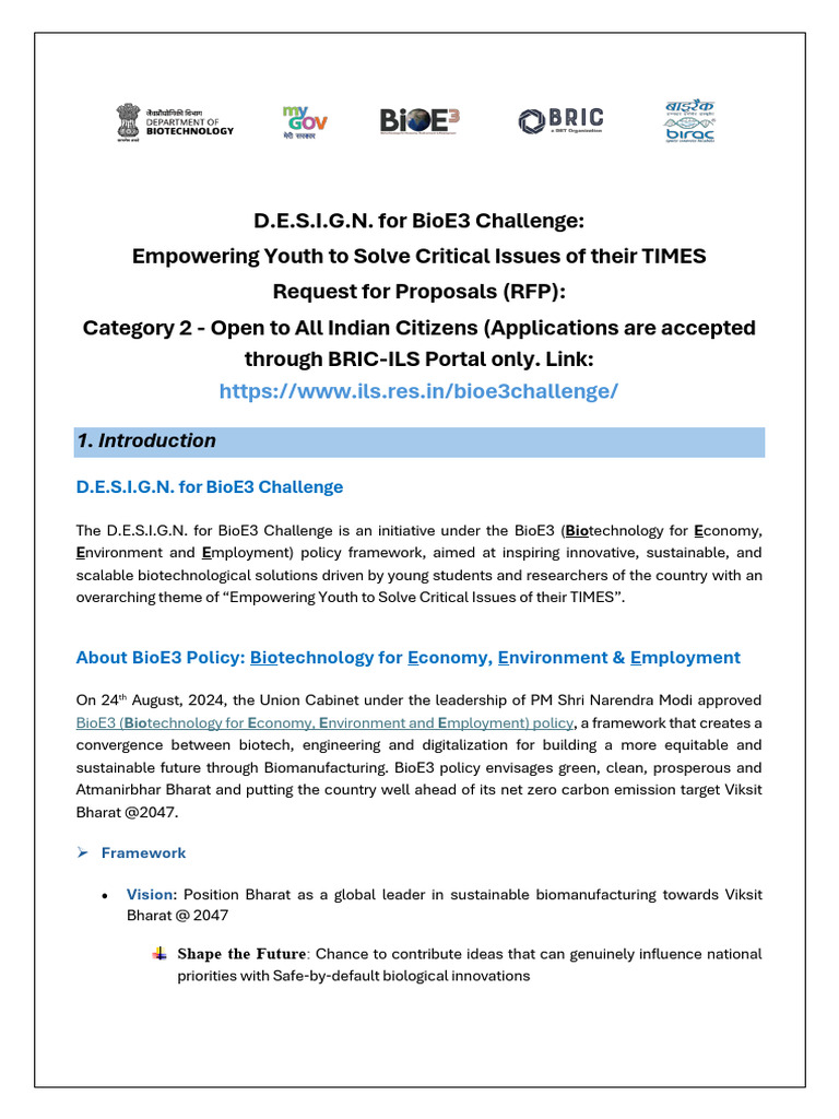BioE3 Challenge: Youth Innovation Drive | PDF | Innovation | Plagiarism