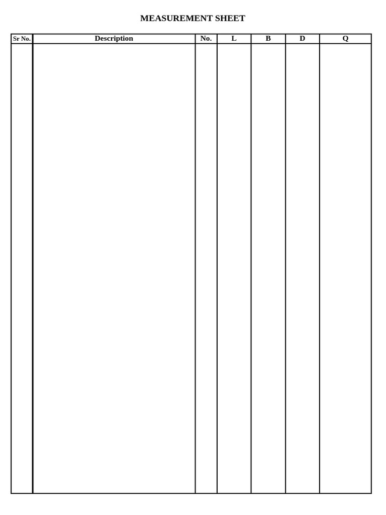 Blank Bar Bending Measurement Sheet | PDF