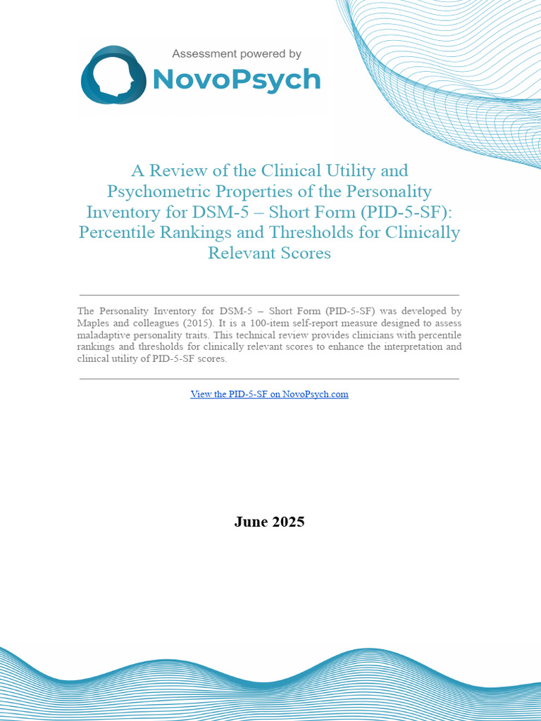 A Review of The Clinical Utility and Psychometric Properties of The ...