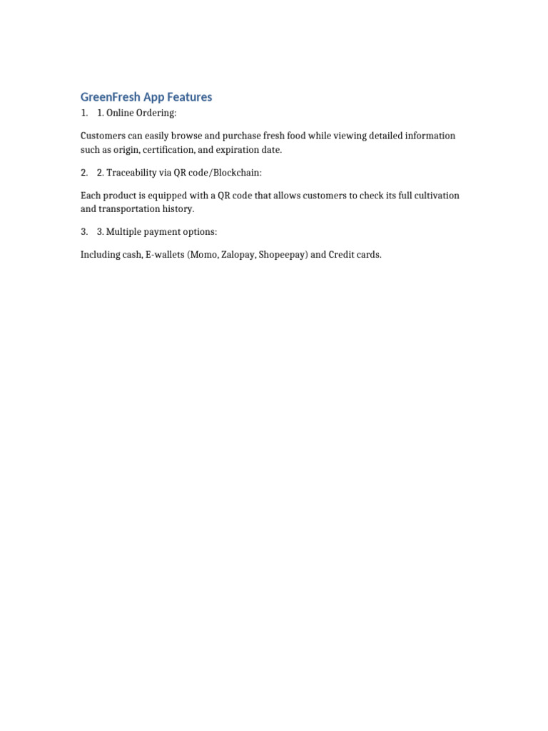 GreenFresh App Features | PDF