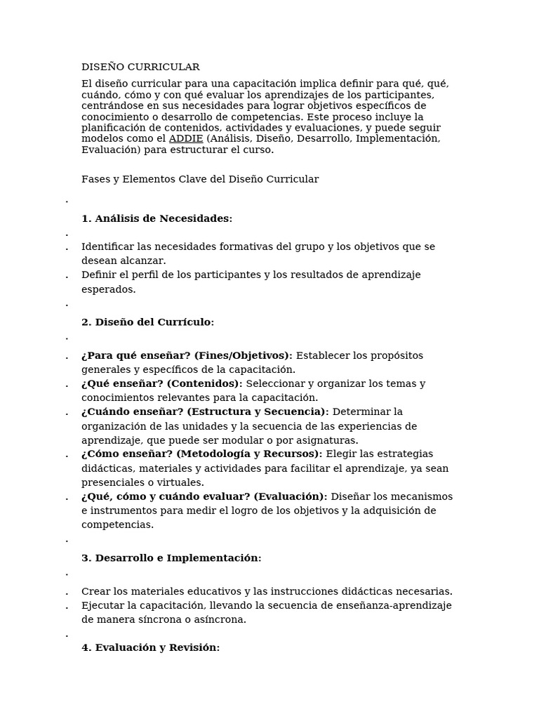 Diseño Curricular Efectivo para Capacitación | PDF | Plan de estudios ...