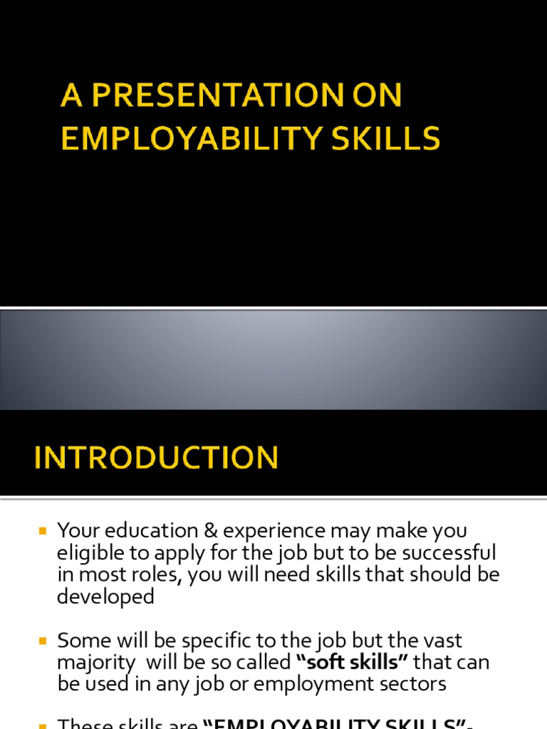Apresentationonemployabilityskills 191111040713 | PDF | Employment | Skill