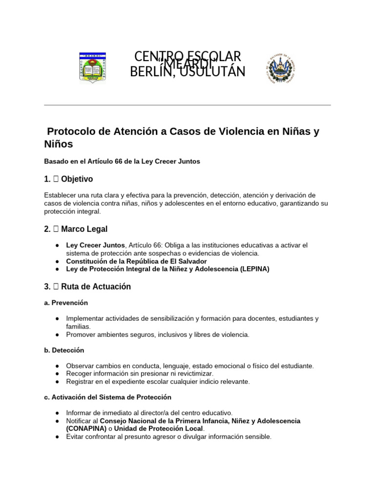 ? Protocolo de Atención A Casos de Violencia en Niñas y Niños | PDF ...