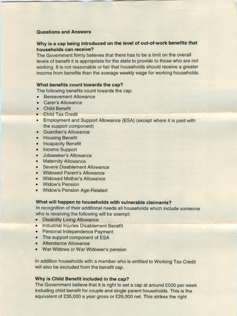 government benefit cap