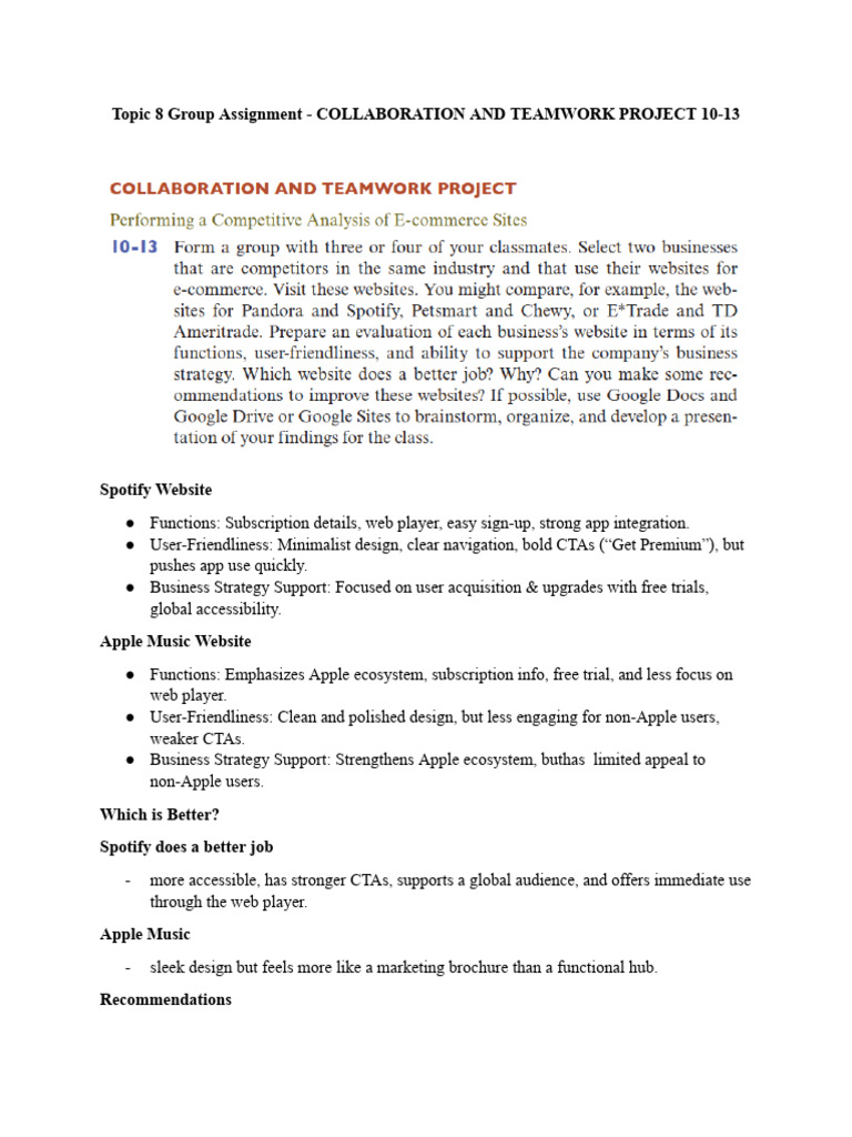 Topic 8 Group Assignment - Collaboration and Teamwork Project 10-13. | PDF