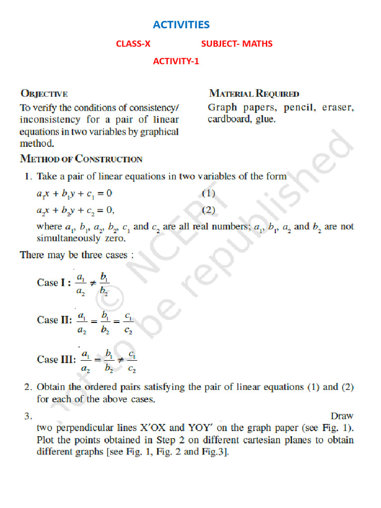 Class X Maths Activities Guide | PDF