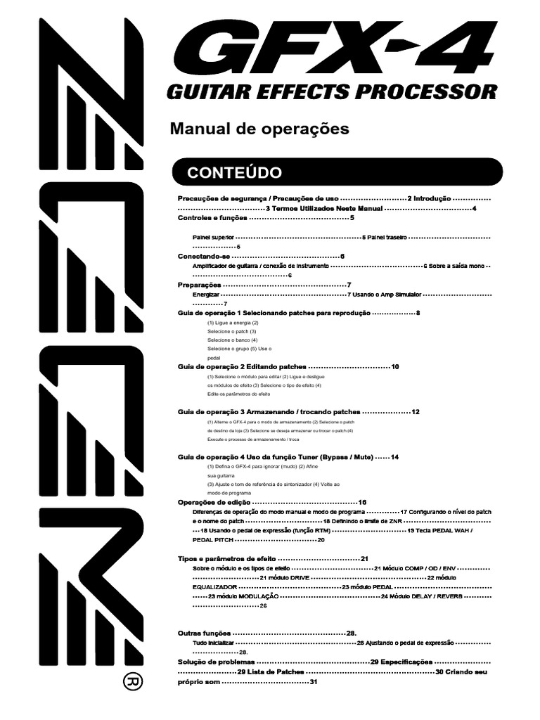 Manual de Operações do Zoom GFX-4 | PDF | Armazenamento de dados de ...