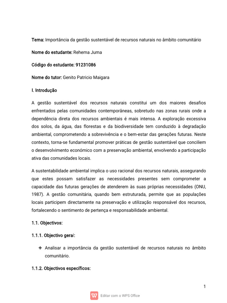 Gestão Sustentável de Recursos Naturais | PDF | Sustentabilidade ...