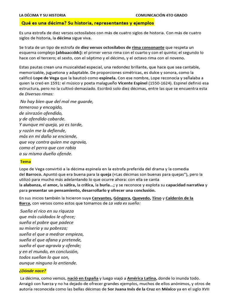 Qué Es Una Décima y Su Historia | PDF | Sílaba | Poética