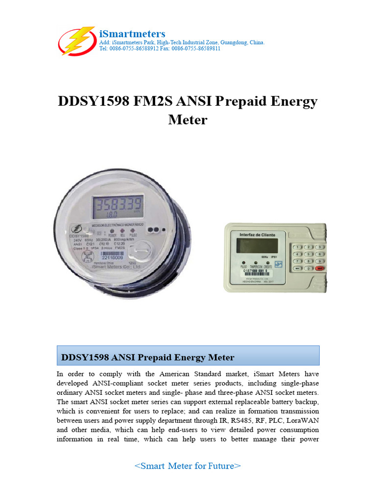 ANSI Prepaid Energy Meter Overview | PDF | Mains Electricity ...