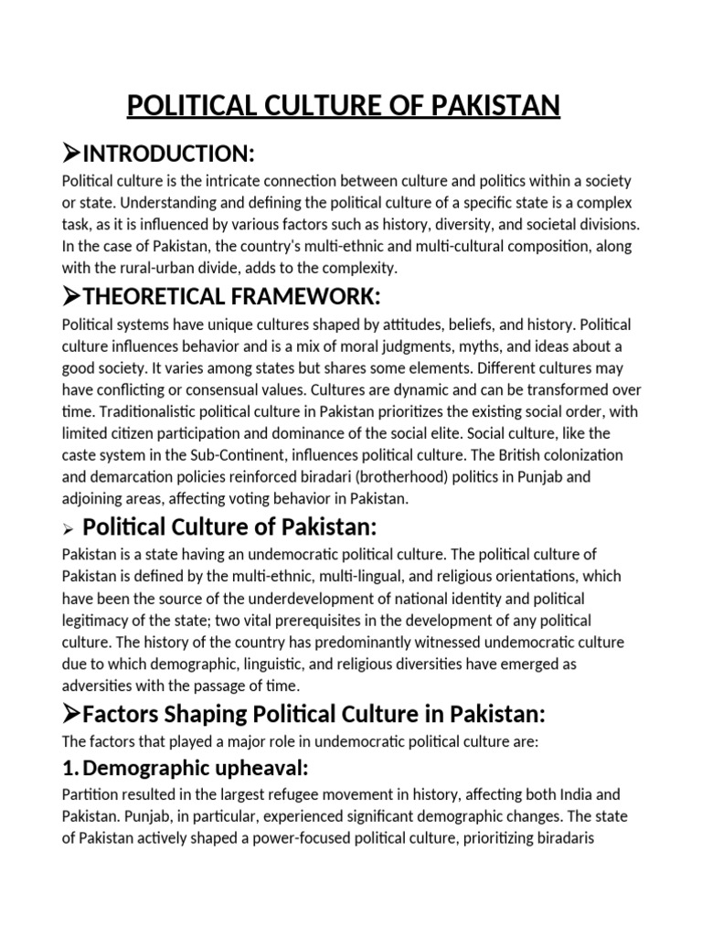 Political Culture and Democracy in Pakistan | PDF | Government | Pakistan