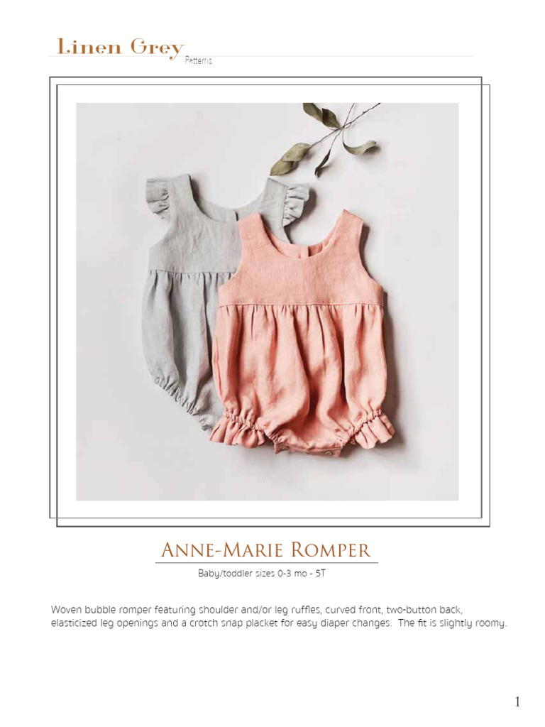 Anne-Marie Romper Sewing Pattern Guide | PDF | Seam (Sewing) | Sewing