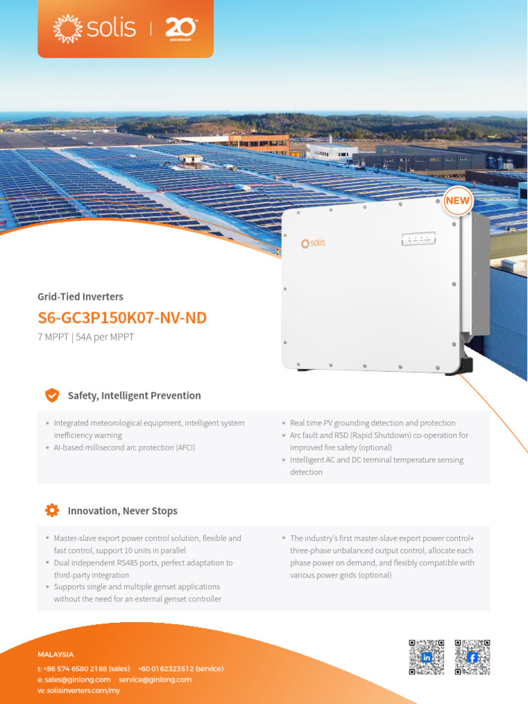 Solis 150 kW Inverter Datasheet | PDF | Power Inverter | Electrical Grid