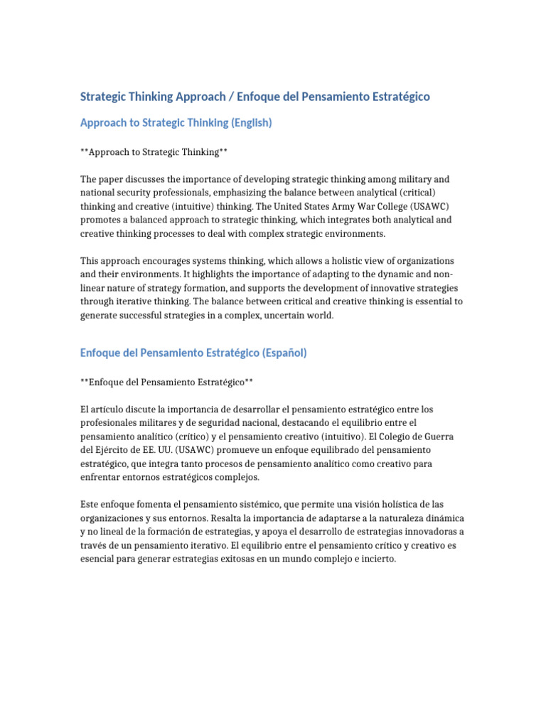 Strategic Thinking Approach | PDF