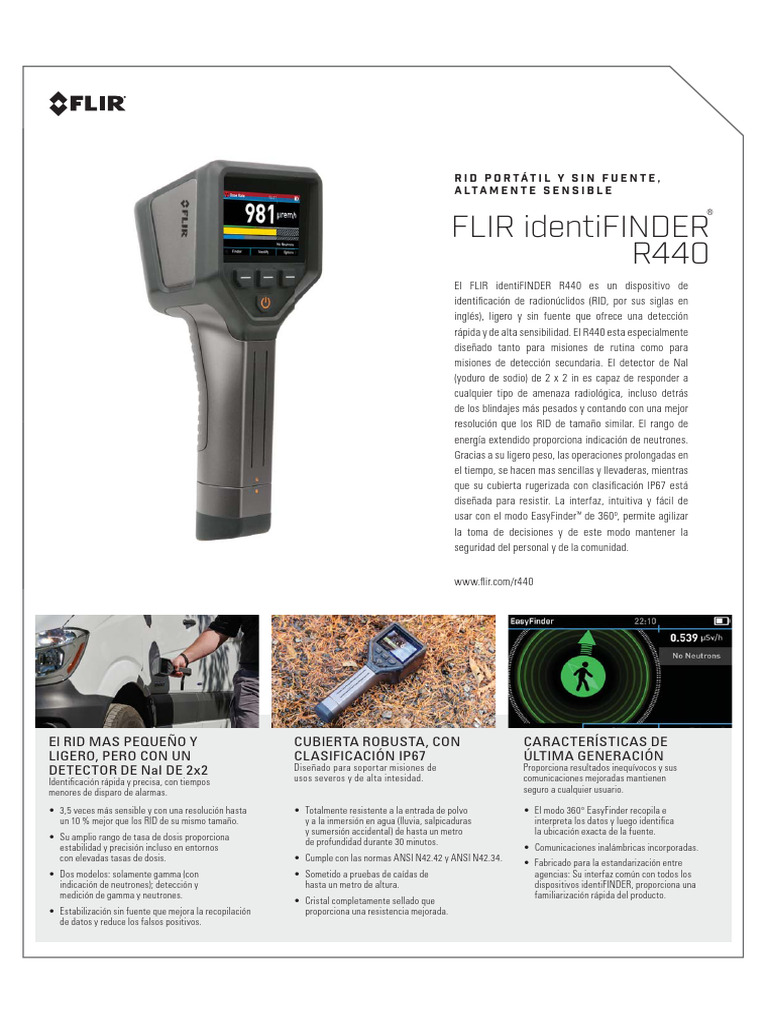 FLIR identiFINDER R440: Detector Radiológico Portátil | PDF | Batería ...