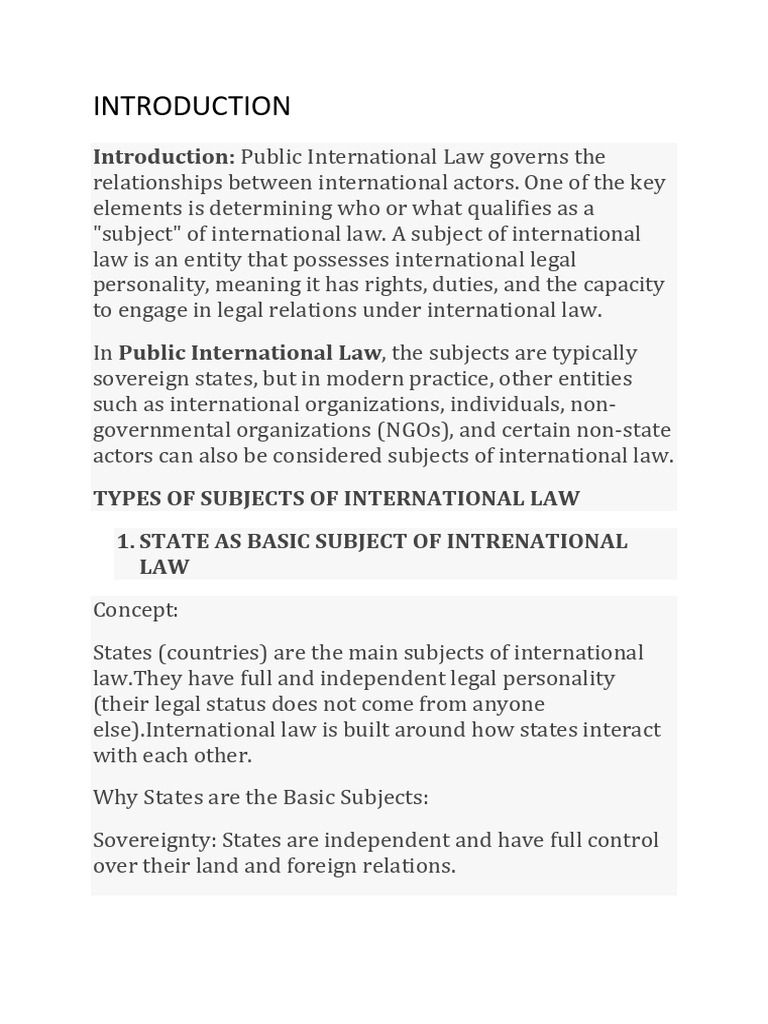 Subjects of International Law Explained | PDF | International Law ...