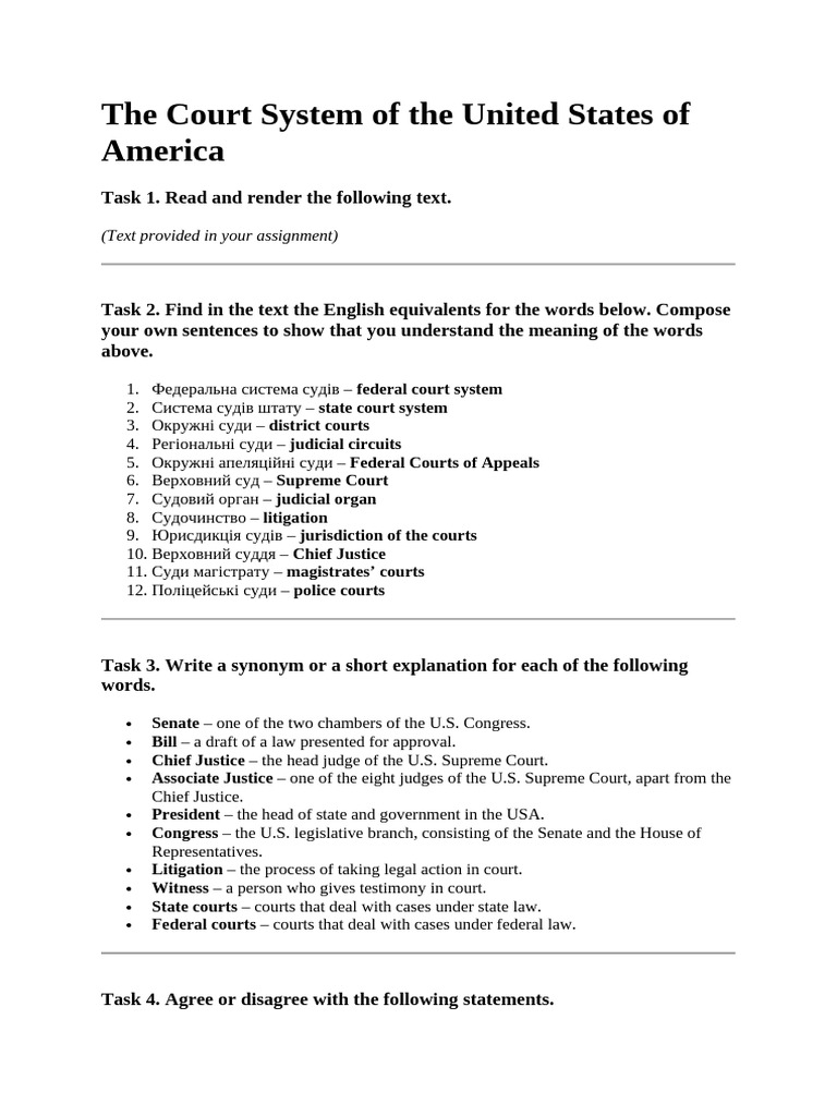 The Court System of The United States of America | PDF | Supreme Court ...