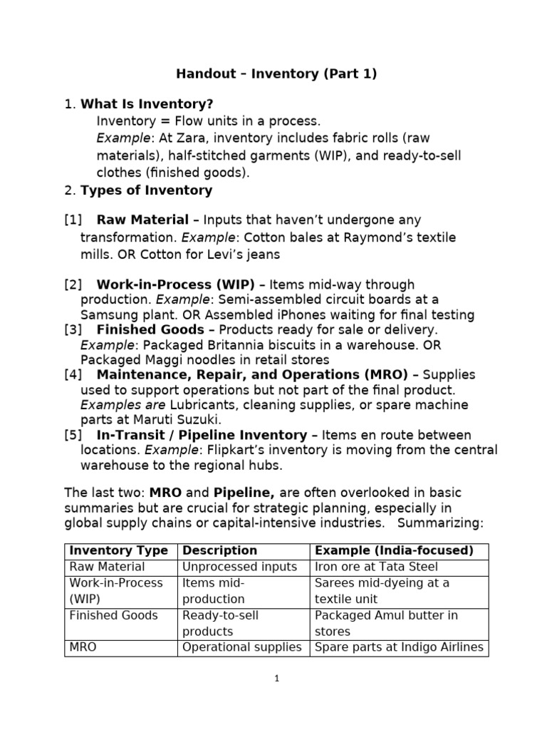 Understanding Inventory Types and Strategies | PDF | Inventory ...