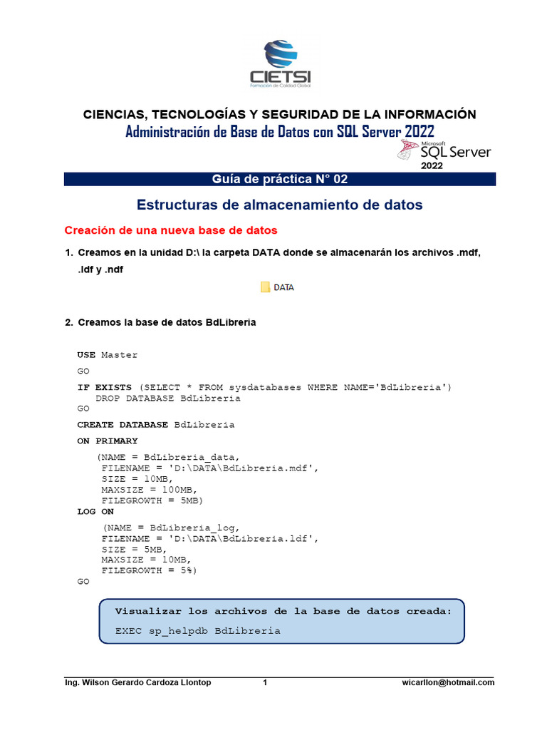 Administración de Bases de Datos en SQL Server | PDF | Software de ...