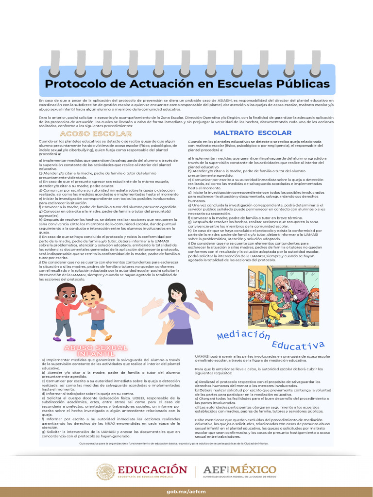Protocolo de Actuación Escolar | PDF | Abuso infantil