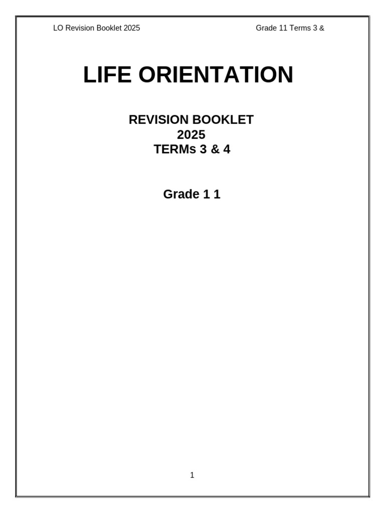LO Revision Booklet for Grade 11 Term 4 | PDF | Employment | Knowledge