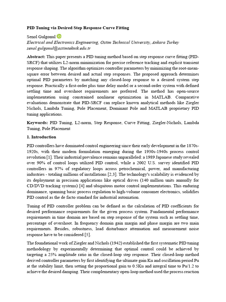 PID Tuning via Step Response Fitting | PDF | Control Theory ...