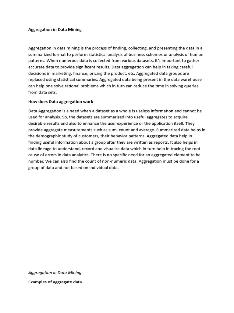 Data Aggregation in Data Mining | PDF | Data | Data Mining