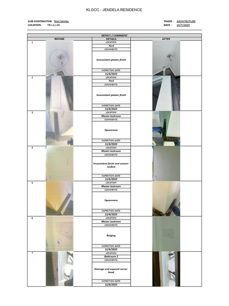 KLGCC Jendela Residence Defect Report | PDF | Interior Design | Home