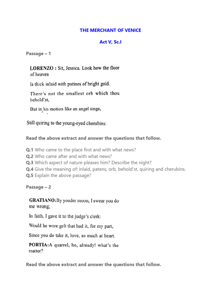 The Merchant of Venice Act-V | PDF