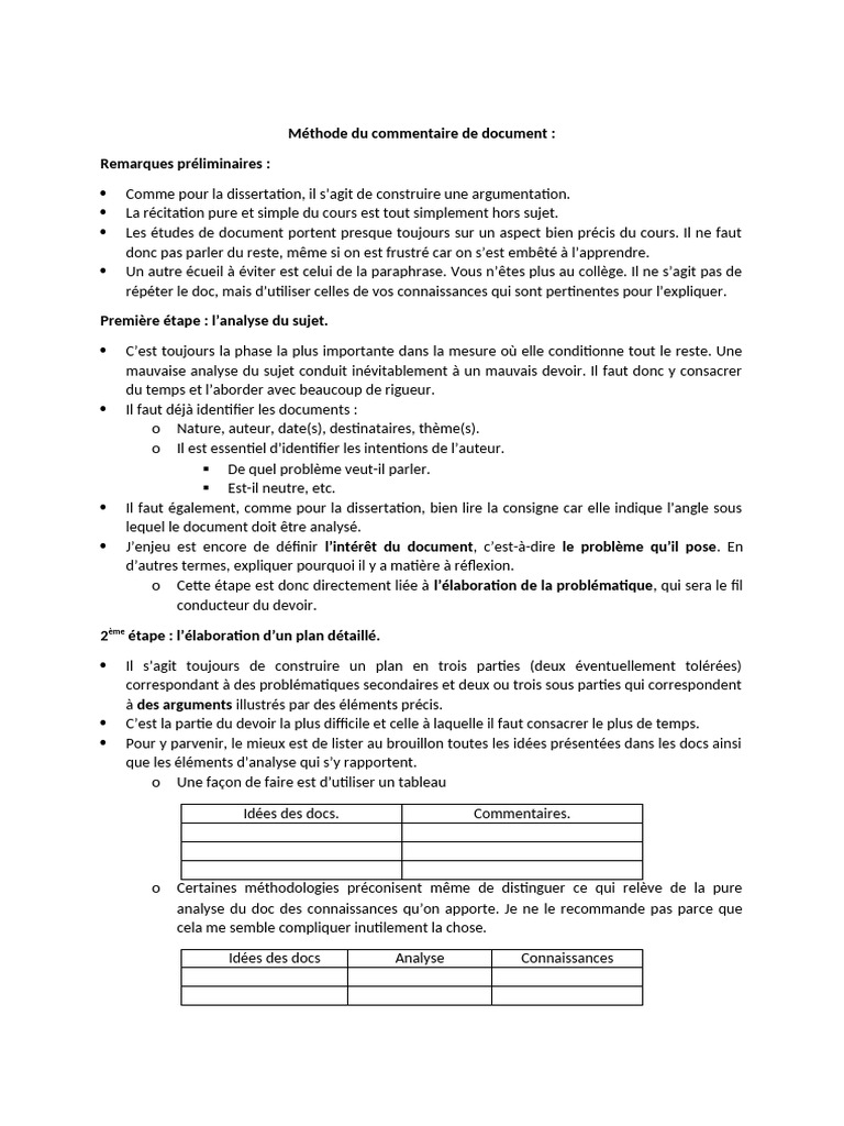 Guide de rédaction d'un commentaire de document | PDF