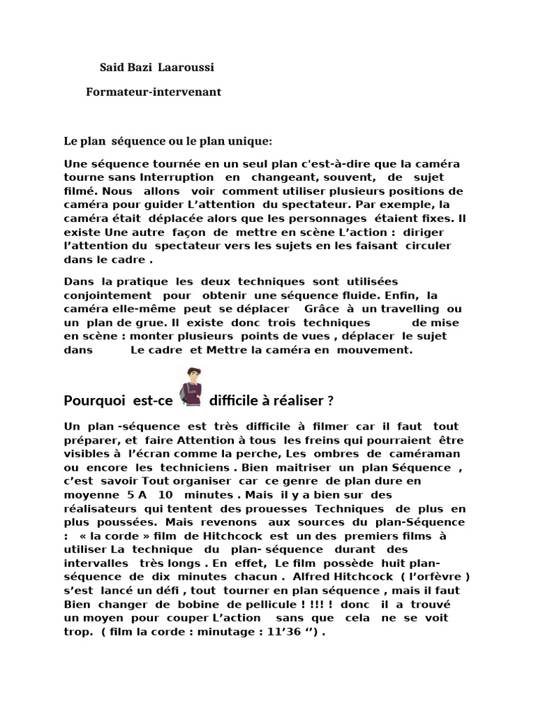 Techniques du plan-séquence en cinéma | PDF