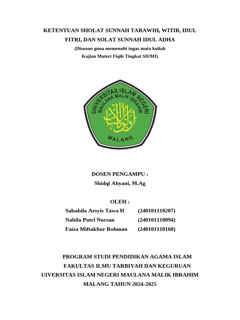 Kajian Materi Fiqih Sdmi Kelompok 5 | PDF
