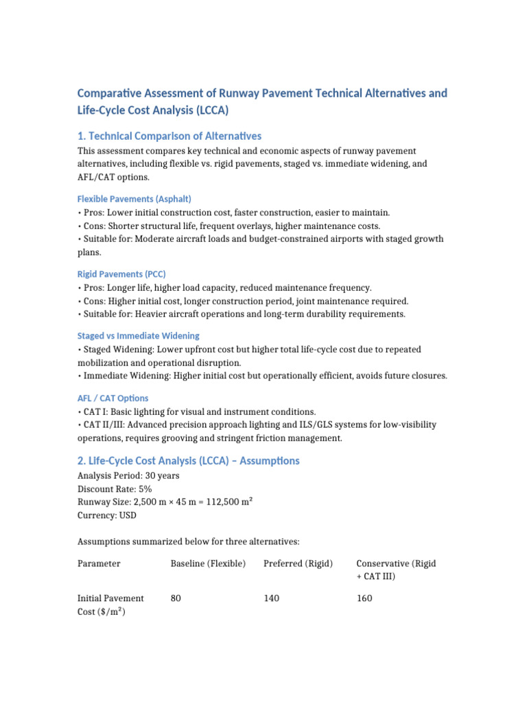 Runway Pavement Options & Cost Analysis | PDF | Runway | Net Present Value