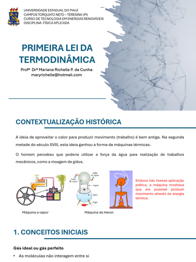 Primeira Lei da Termodinâmica Explicada | PDF | Termodinâmica | Calor
