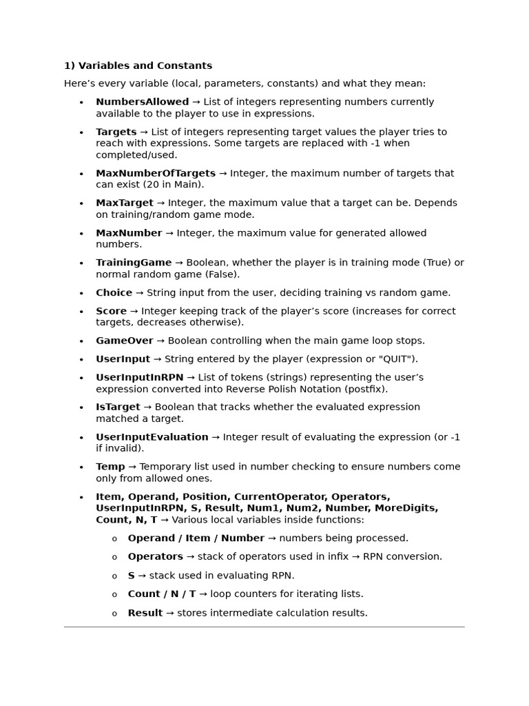 Game Variables and Functions Overview | PDF | Computing | Computer ...