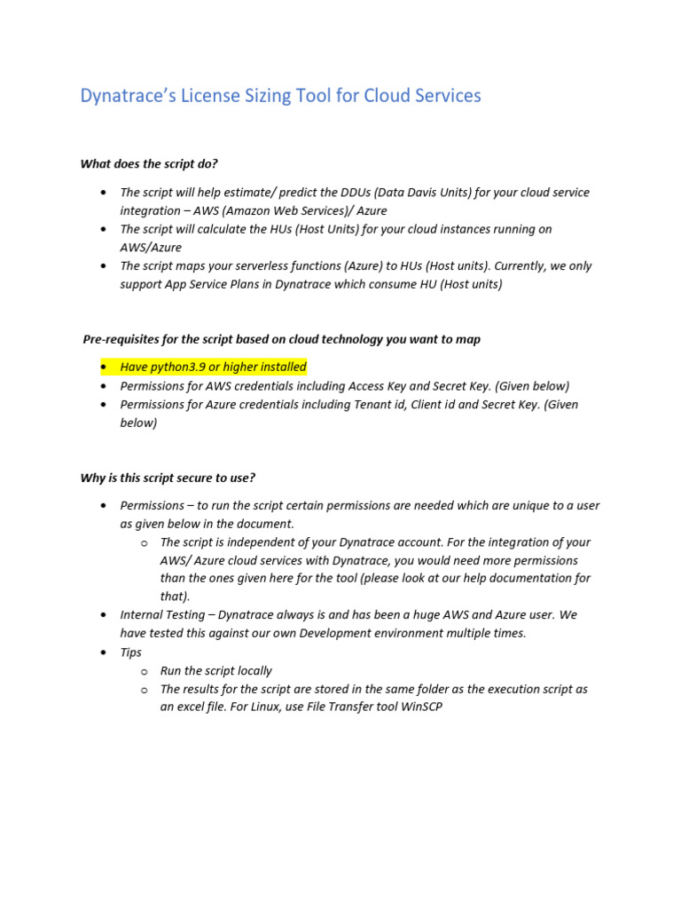Dynatrace License Sizing Tool Guide | PDF | Cloud Computing | Amazon ...