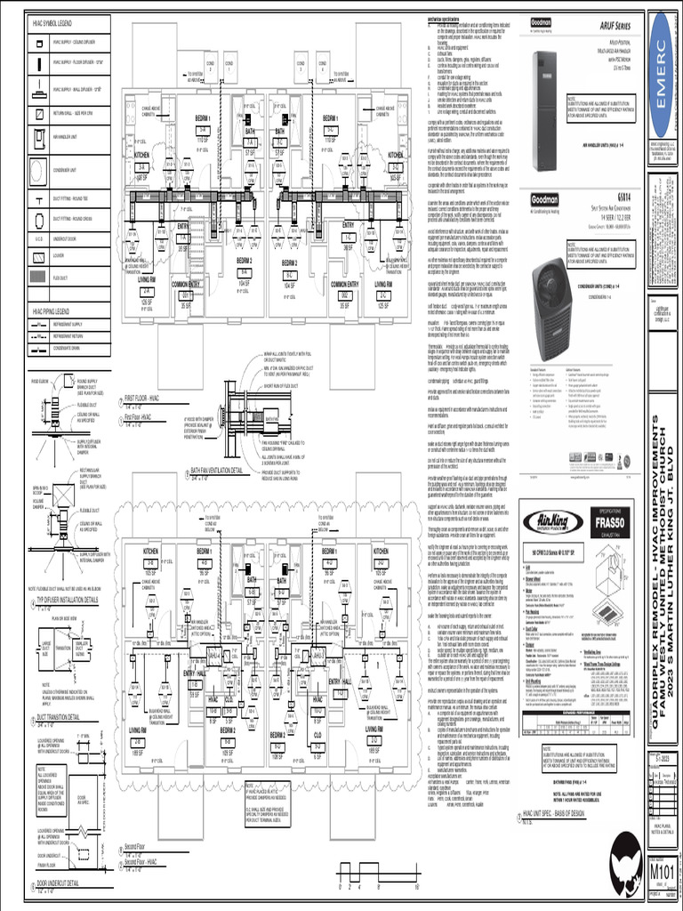 HVAC - Sheet - M101 - HVAC PLANS, NOTES & DETAILS | PDF | Duct (Flow ...