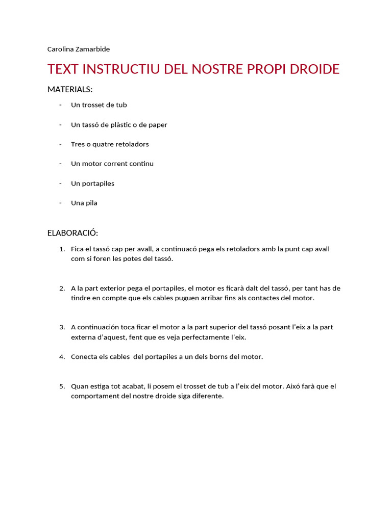Text Instructiu Droides | PDF