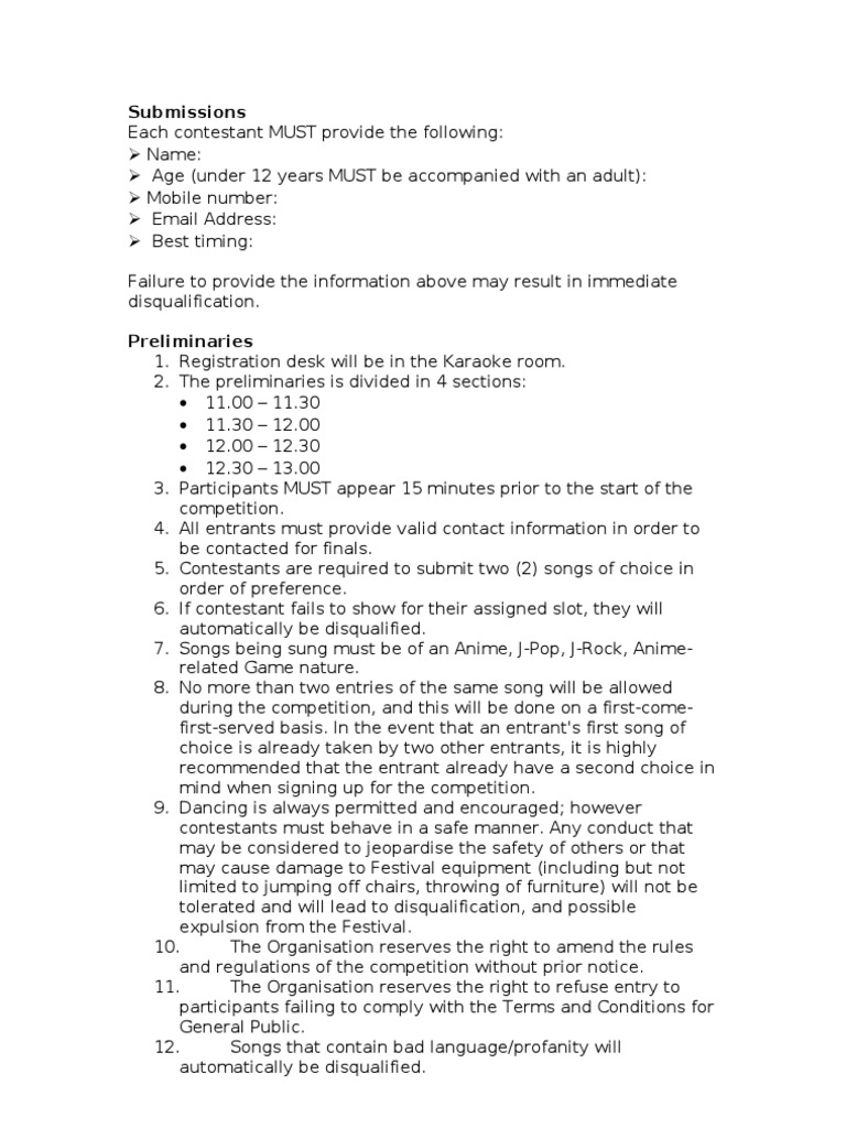 Karaoke Rules PDF Singing Government