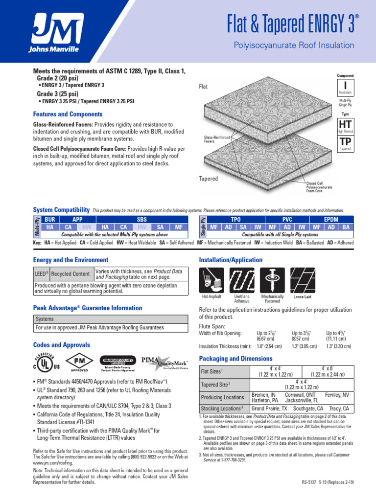 ENRGY 3 Polyisocyanurate Roof Insulation | PDF | Roof | Thermal Insulation