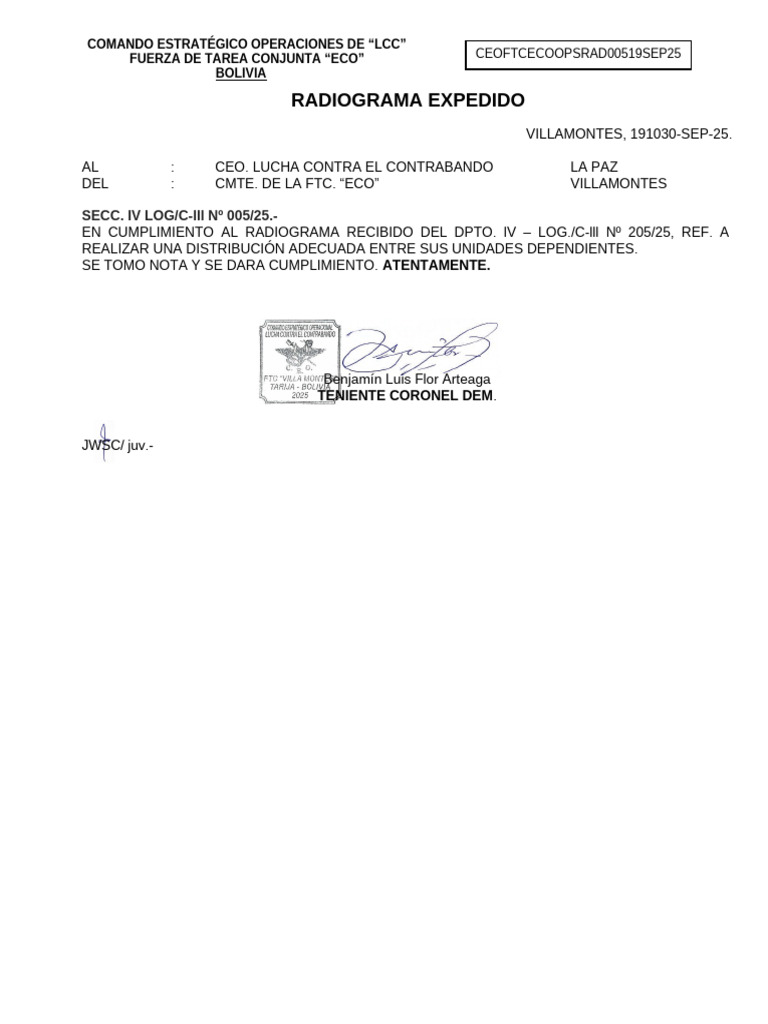 Ceoftcecoopsrad00417sep25 Acuse | PDF