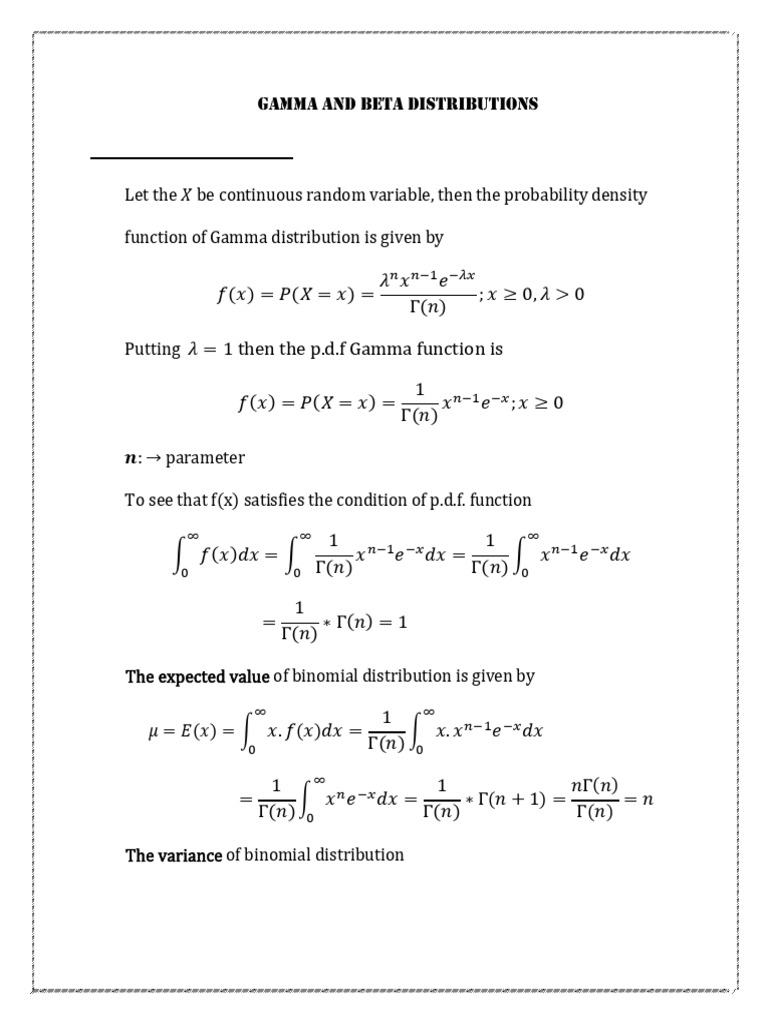 5_Gamma & Beta Distributions | PDF | Probability Distribution ...