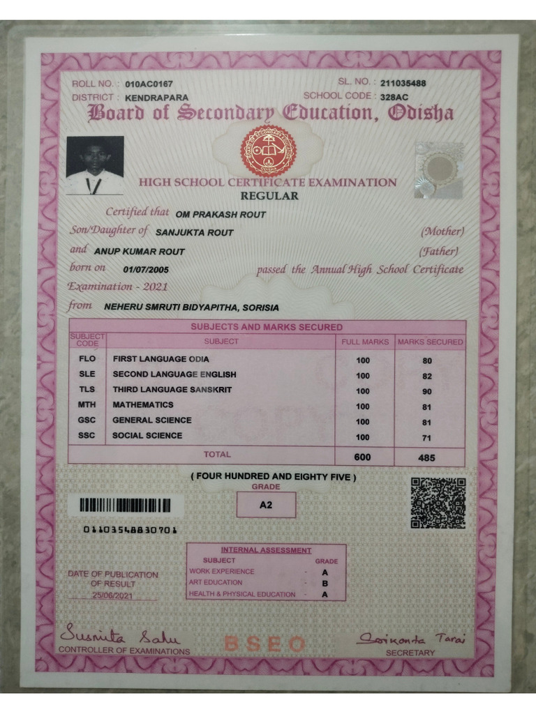 10th Certificate | PDF