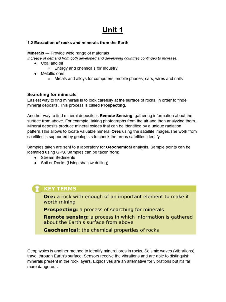 Mineral Extraction Methods Explained | PDF | Mining | Coal Mining