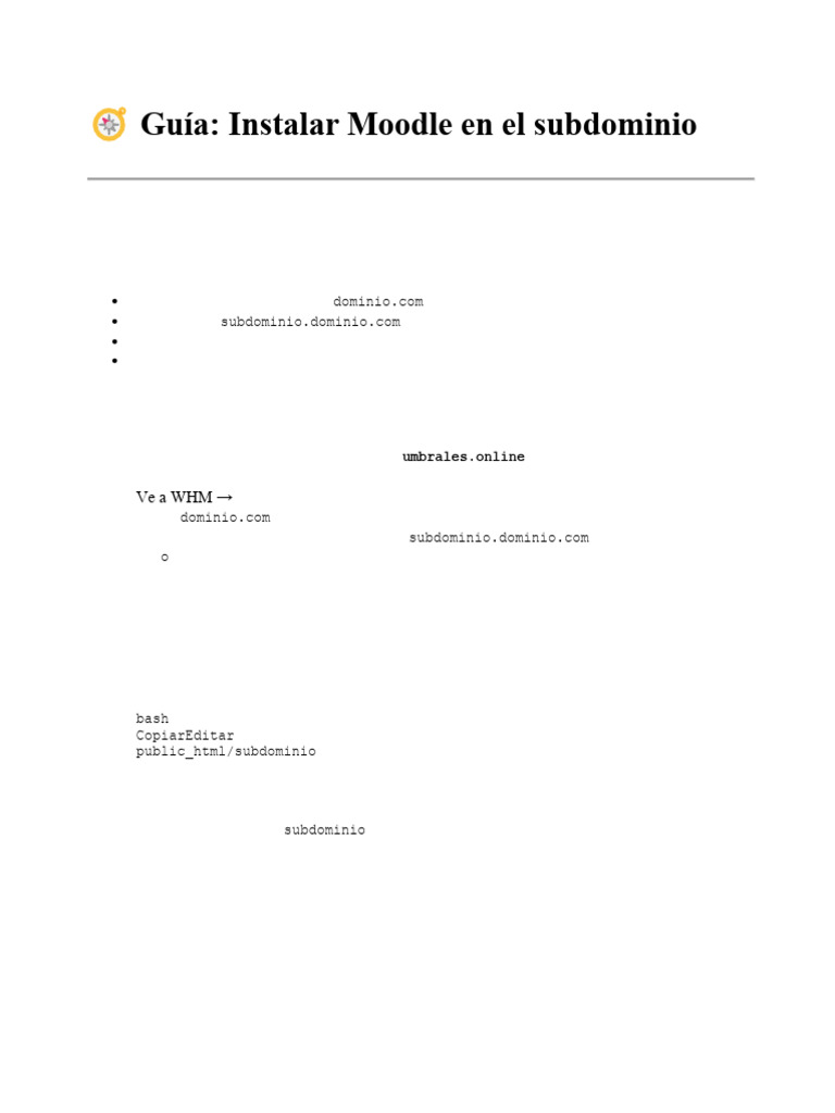 Instalar Moodle en un Subdominio paso a paso | PDF | Moodle | Mi sql