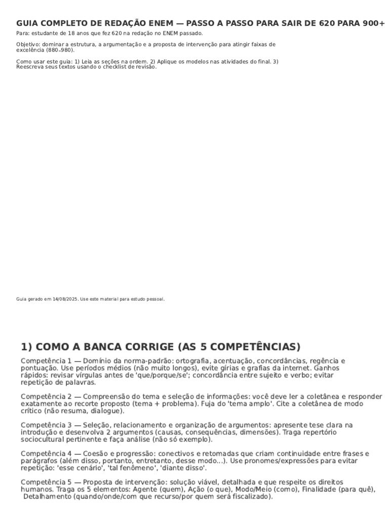 Guia de Redação ENEM: Do 620 ao 900+ | PDF | Contrato social | Estado